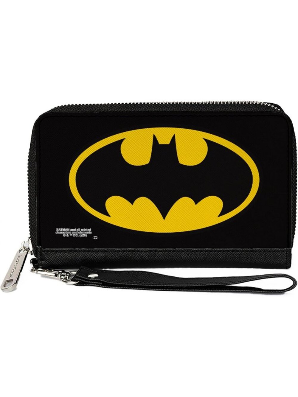 Stylish Women's Zip Around Wallet - Batman Logo, Black & Yellow, PU Leather
